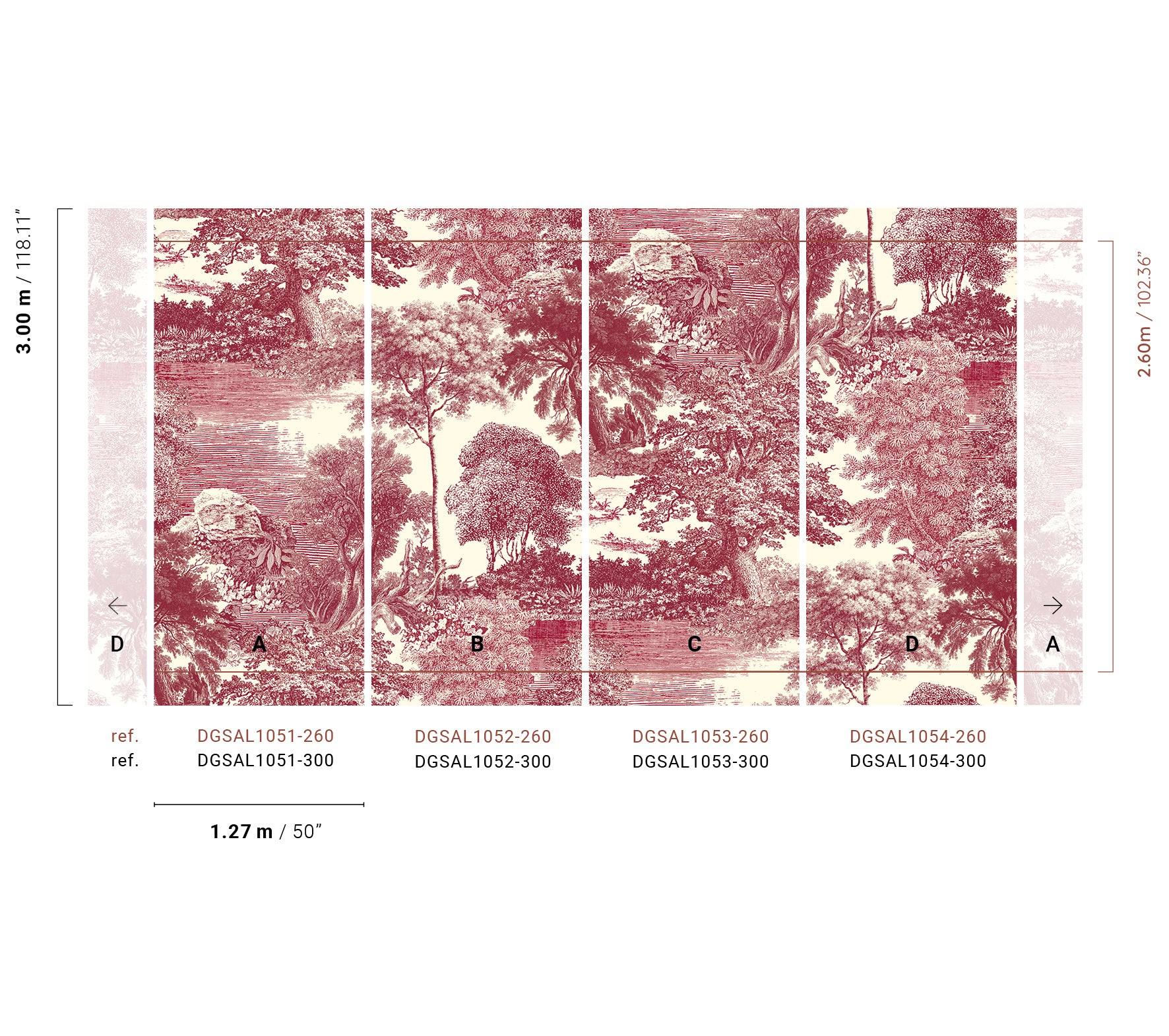 Papel Mural - Salcey Burgundy - DGSAL105X