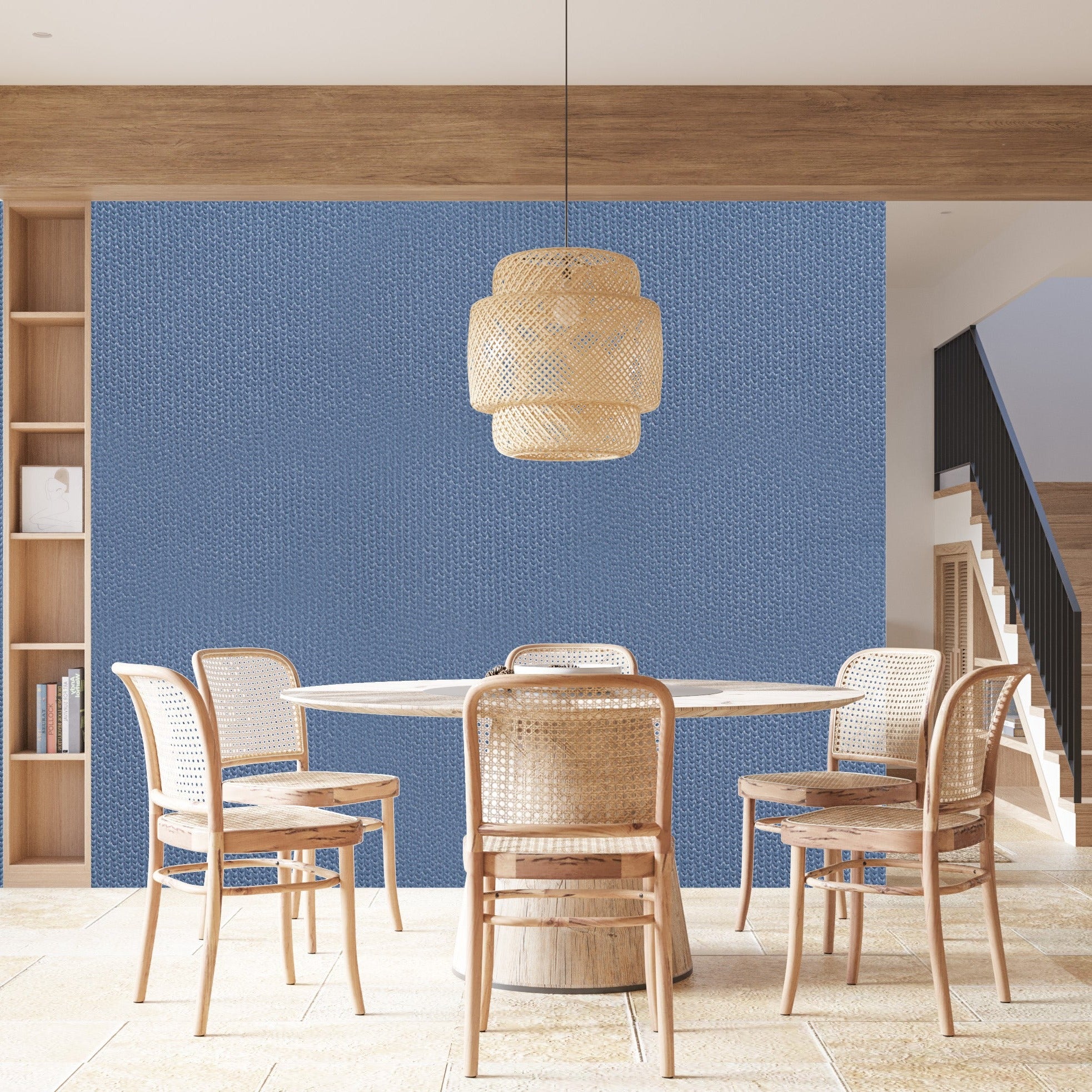 Papel Mural - Rattan Azul Piedra