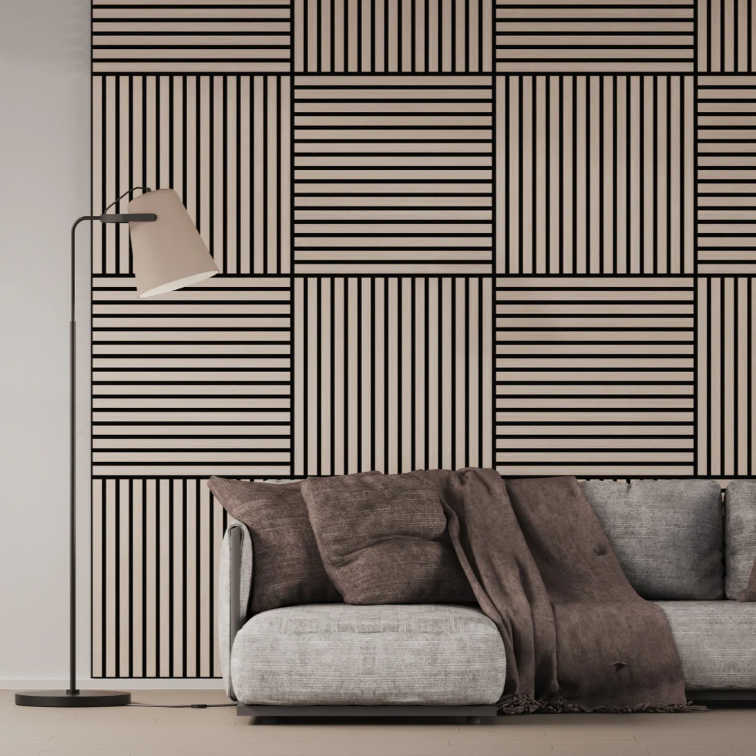 Panel Acustico 60x60 Ceniza / PET Negro