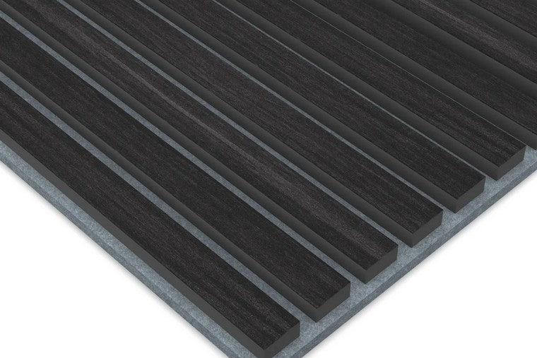 Panel Acustico 60x60 Encina Negra / PET Gris