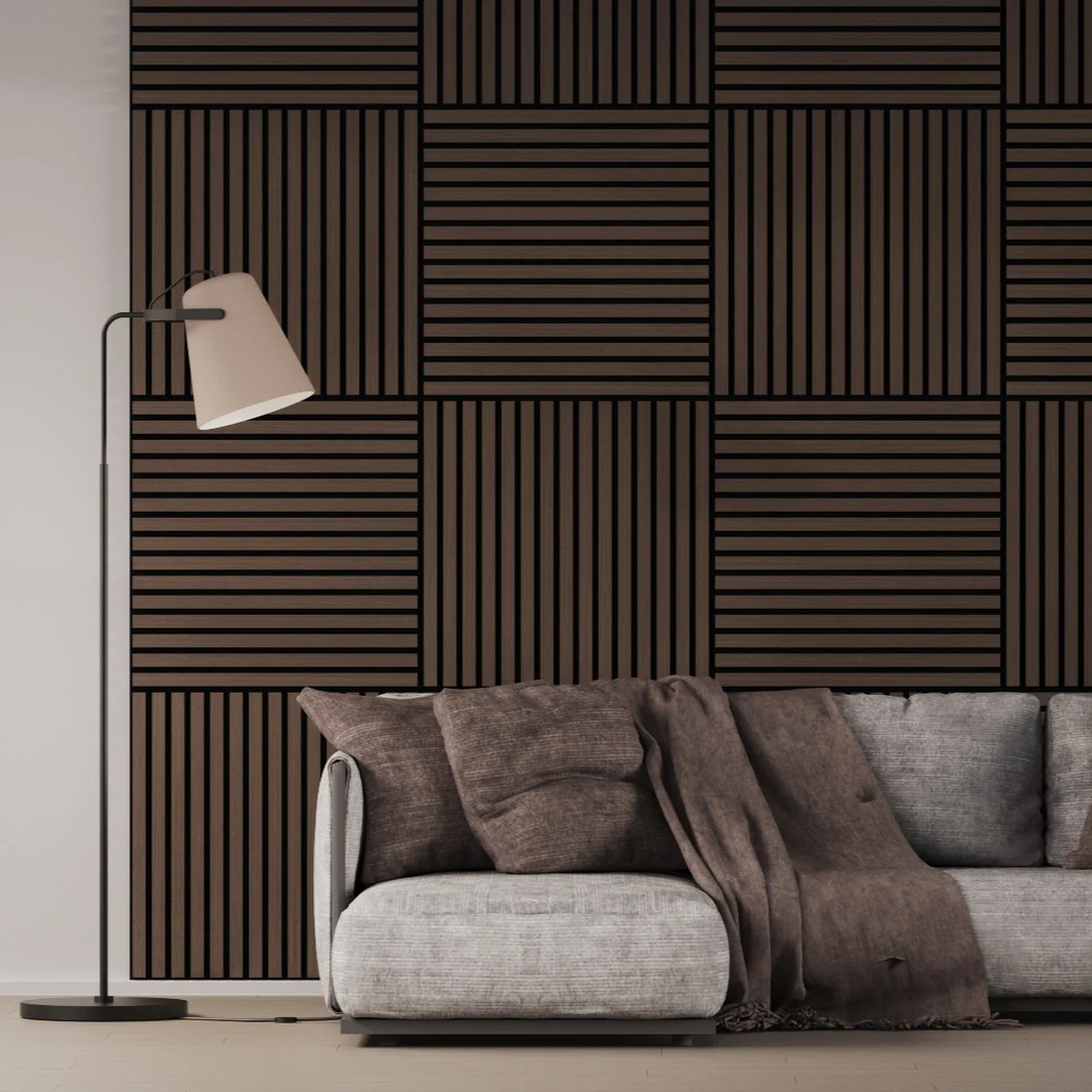 Panel Acustico 60x60 Gris Lineal / PET Negro