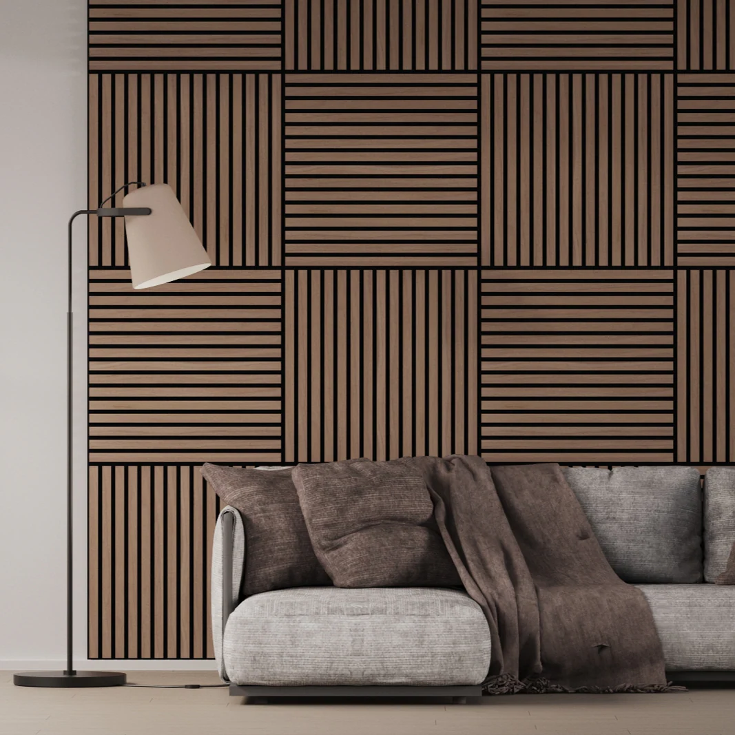 Panel Acustico 60x60 Nogal / PET Negro