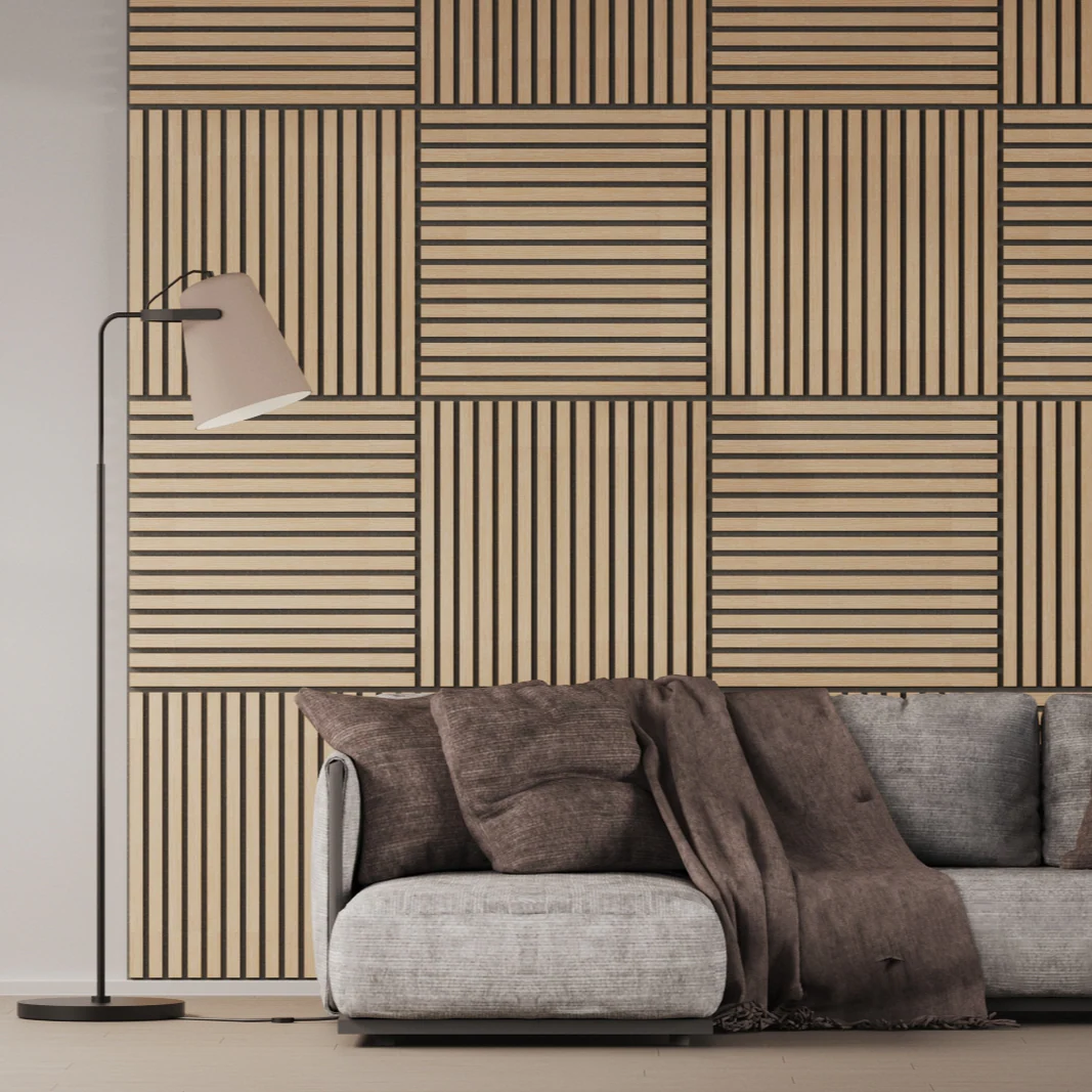 Panel Acustico 60x60 Patina Blanca / PET Gris