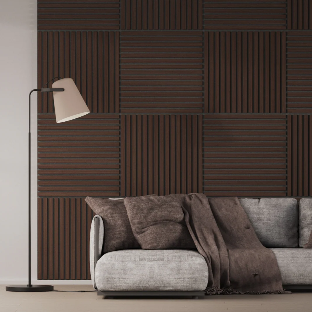Panel Acustico 60x60 Wenge / PET Gris