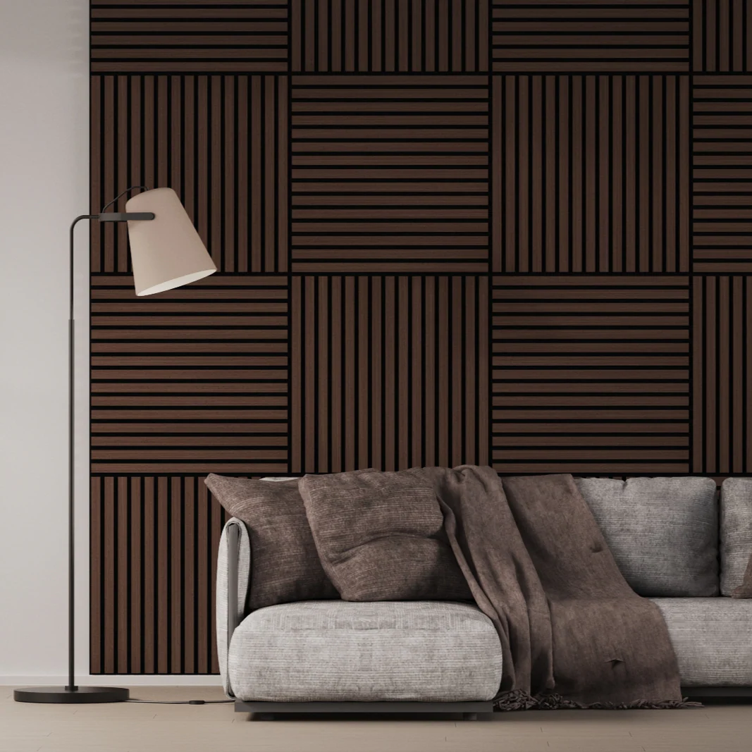 Panel Acustico 60x60 Wenge / PET Negro