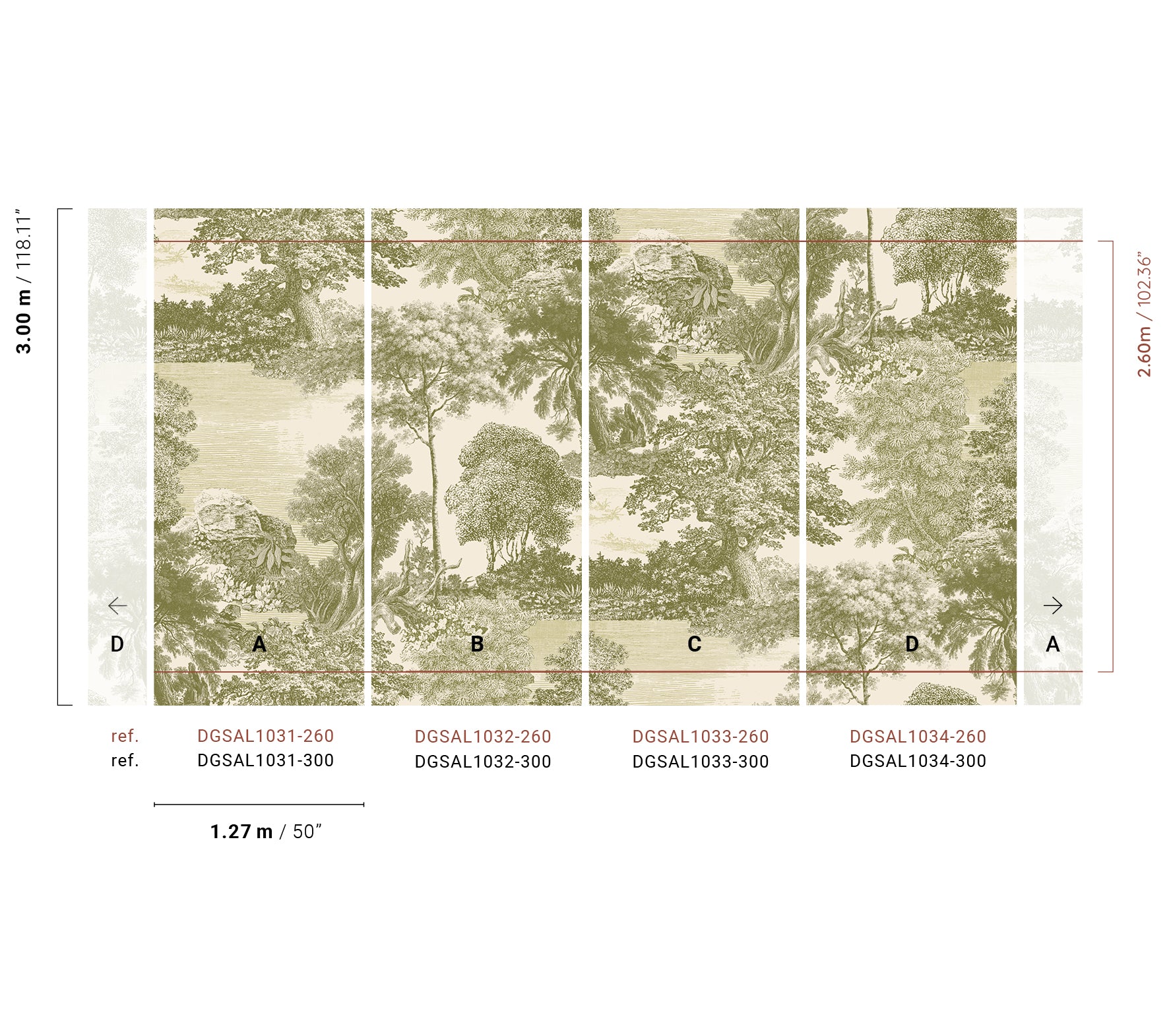 Papel Mural - Salcey Olive - DGSAL103X