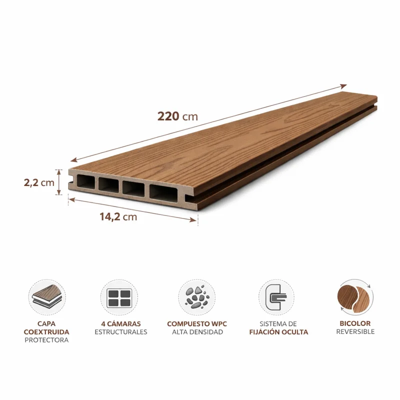 Deck WPC Bicolor Chocolate/Madera